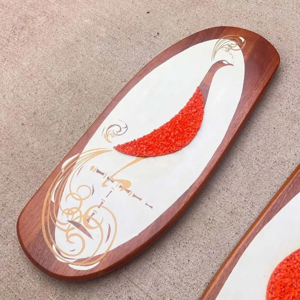 🔥 Vintage 1960s MID-CENTURY Wall Hangings Belart Pair of Peacocks On Walnut MCM